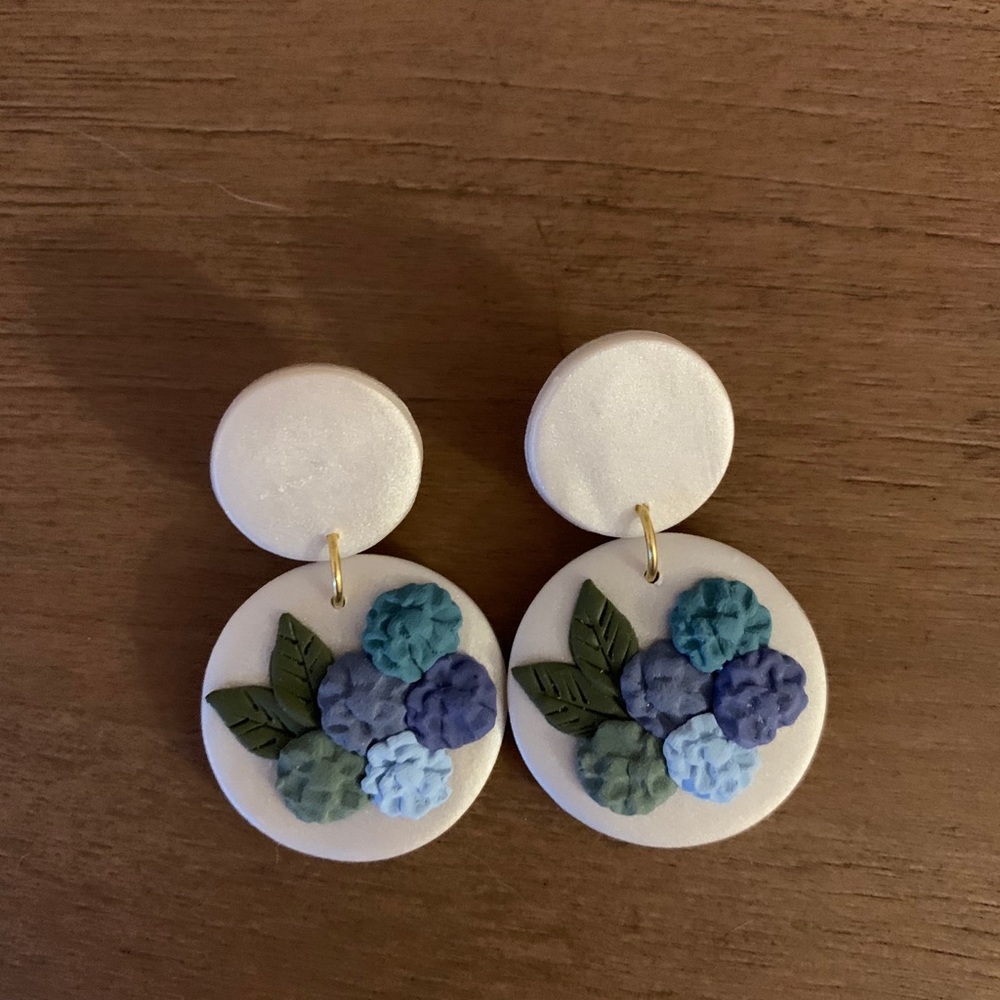 Blue hydrangea earrings - Picture 2 of 2